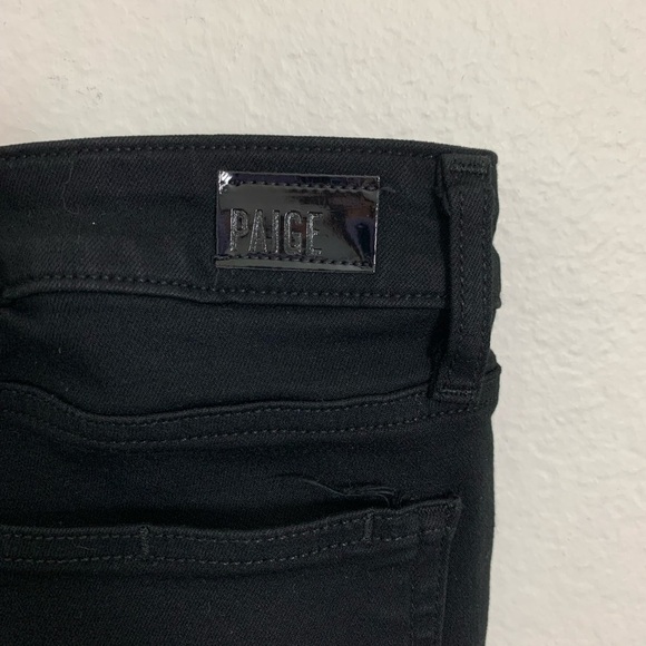 Paige Verdugo Ankle Black Jeans Distressed Women’s Size 27 Ripped Knees Skinny - Picture 12 of 17